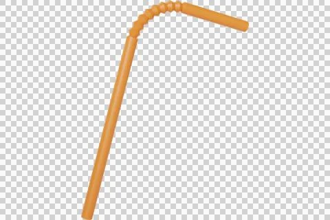 Single orange flexible bendy drinking straw on white background Stock Illustration