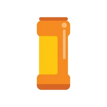 Single orange plastic jar packaging mockup showing a blank label Stock Illustration
