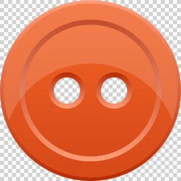 A single orange sewing button with two holes and a shiny surface stands aga.. Stock Illustration