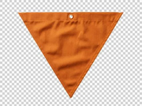 Single orange triangular fabric flag with grommet for hanging at events or .. Stock Photos