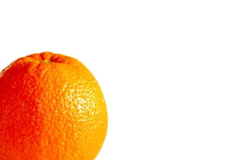 A single orange on white background, close-up. Colorful one orange fruit for Stock Photos