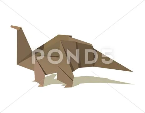 Single origami dinosaur in pastel colors Stock Illustration