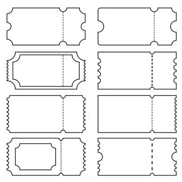 Single Outline Ticket Template Set Illustrazione stock