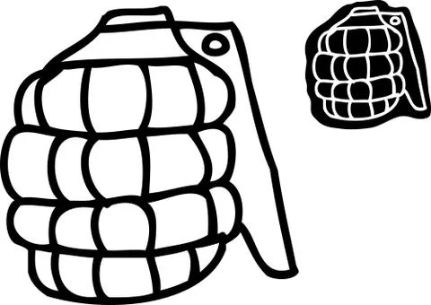 Single Outlined Grenade Stock Illustration