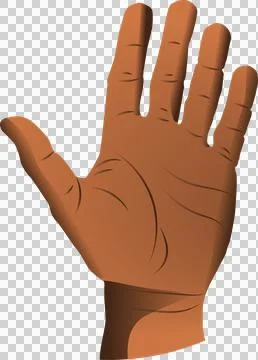 Single outstretched human hand is showing palm lines in flat design, transparent 스톡 일러스트