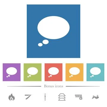 Single oval thought bubble solid flat white icons in square backgrounds 库存插图