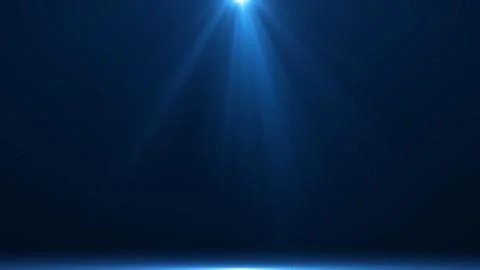 Single overhead spotlight illuminates a dark blue stage with subtle particl.. Stock Illustration