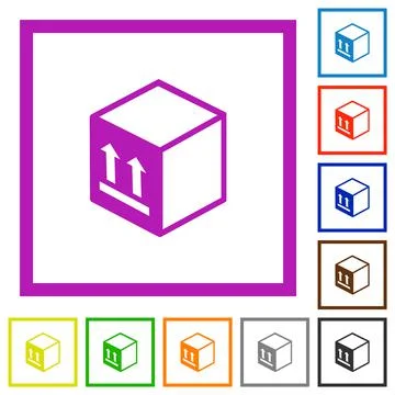 Single package flat framed icons Stock Illustration