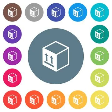 Single package flat white icons on round color backgrounds 스톡 일러스트