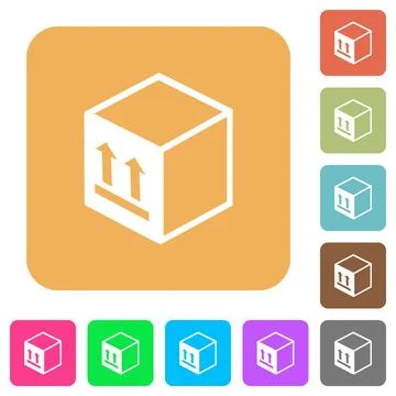 Single package rounded square flat icons Stock Illustration