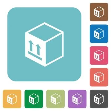 Single package rounded square flat icons Stock Illustration