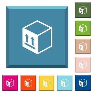 Single package white icons on edged square buttons Illustrazione stock