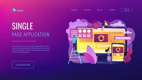 Single page application concept landing page. イラスト素材