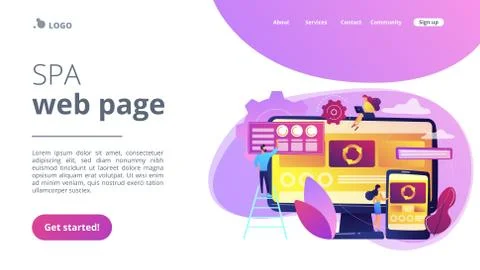 Single page application concept landing page. Illustrazione stock