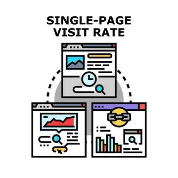 Single page visit rate analyzing website performance Stock Illustration