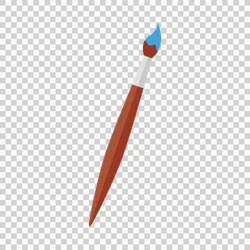 Single paintbrush with blue paint on tip Stock Illustration