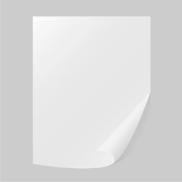 Single Paper Page with Folding Corner on a gray background. Stock Illustration