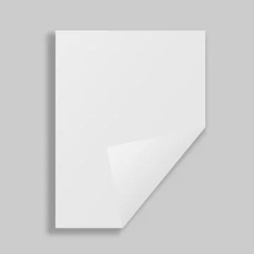 Single Paper Page with Folding Corner on a gray background. Stock Illustration