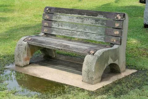 Single park bench Stock Photos