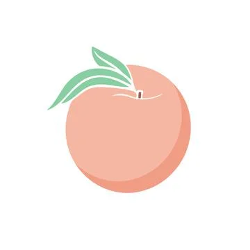 Single peach with leaf isolated vector Иллюстрация