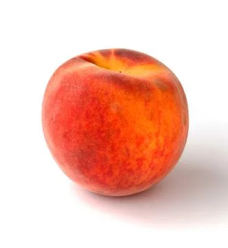 Single peach on a white background Foto stock