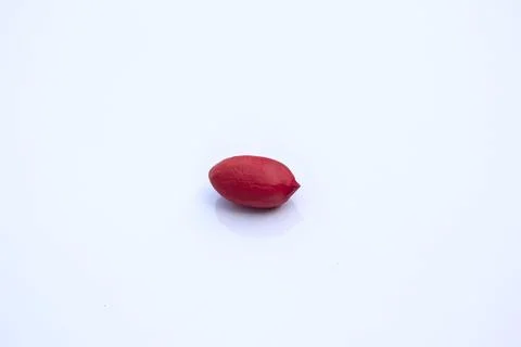 Single Peanut Testa, Reddish Skin, Goober, Groundnut Isolated White Background Stock Photos