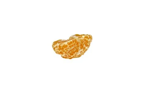 A single peeled orange segment isolated on a white background. Stock Photos