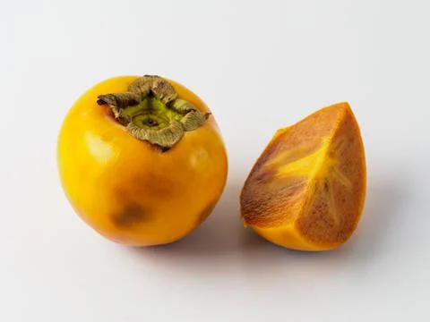 Single persimmon isolated on white background. Foto stock