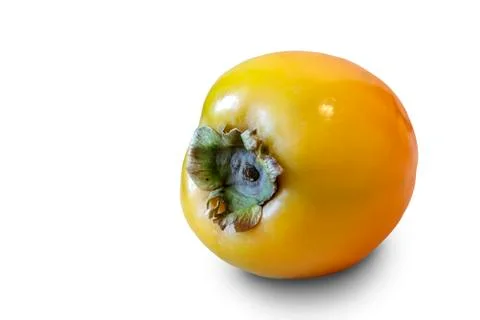 Single persimmon on white background. Stock Photos