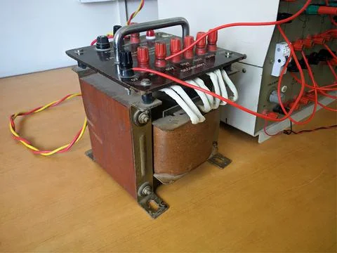 Single phase voltage transformer Stock Photos