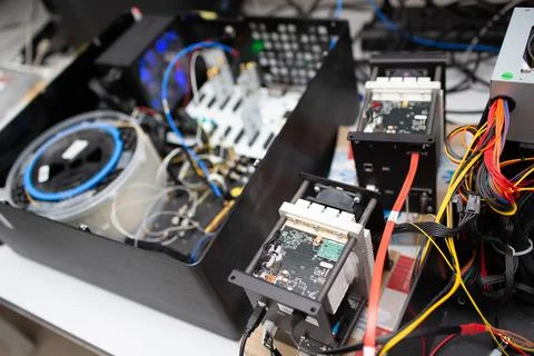 Single photon decoder encoder fiber optic cryptography. Foto stock