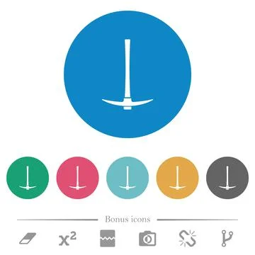 Single pickaxe flat round icons Stockillustratie