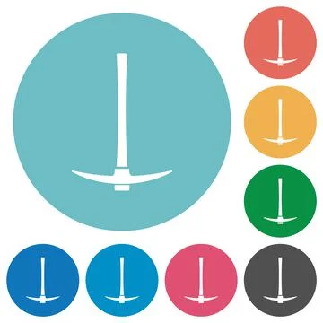 Single pickaxe flat round icons 스톡 일러스트