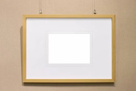 Single picture frame on wall single picture frame with wall cloth backgrou... Foto stock