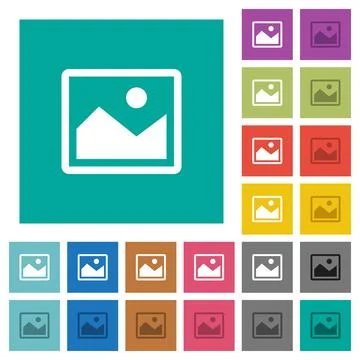 Single picture square flat multi colored icons イラスト素材