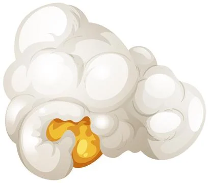 Single Piece of Fluffy White Popcorn Vector Illustration Stock Illustration
