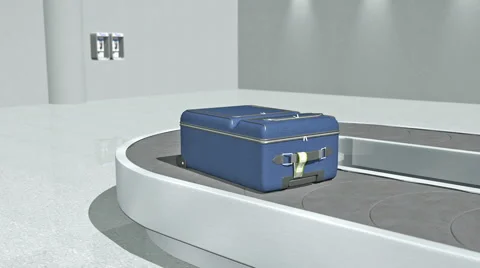 A single piece of luggage on the baggage carousel Stock Footage 48452650