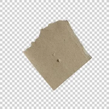 A single piece of torn brown recycled cardboard paper isolated on a transpa.. Фото