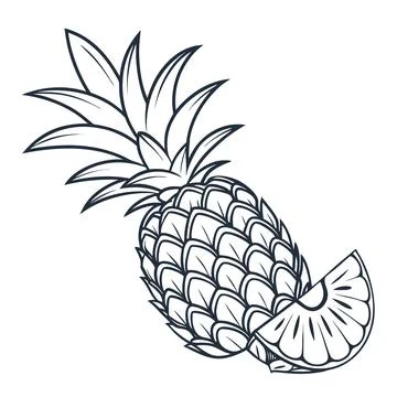 Single Pineapple Fruit Icon Outline - Tropical Food and Summer Concept Stock Illustration