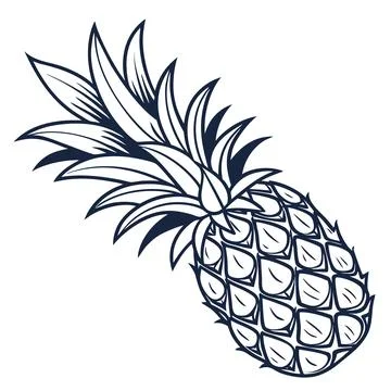 Single Pineapple Fruit Icon Outline - Tropical Food and Summer Concept Stock Illustration