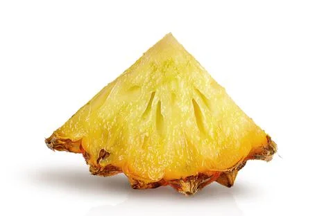 Single pineapple slice isolated on a white Stock Photos