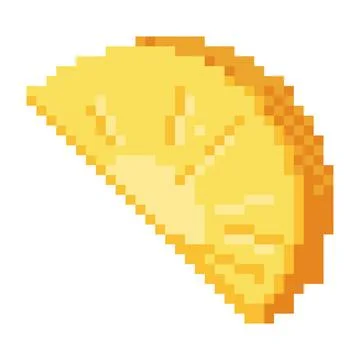 Single pineapple slice in retro pixel art style. Stock Illustration