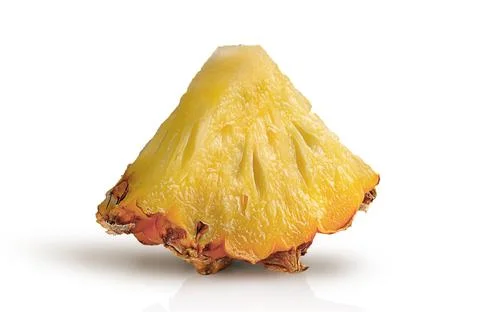 Single pineapple slice rotated isolated on white Stock Photos