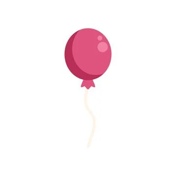 Single pink balloon floating with white string on white background Stock Illustration