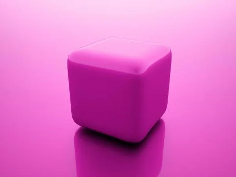 Single pink cube concept on pink background Stock Illustration