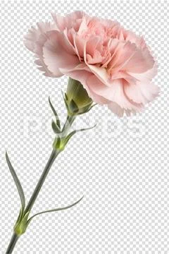 Single pink dianthus flower with fringed petals isolated PSD Template