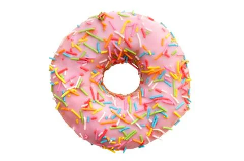 Single pink donut Stock Photos