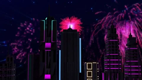 Single pink firework blooming, fireworks expanding and bursts cascading, Stock Footage 333648930