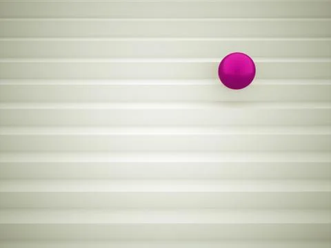 Single pink sphere on stairs rendered Stock Illustration