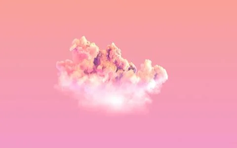 Single pink sunrise huge cloud - digital nature 3D rendering イラスト素材